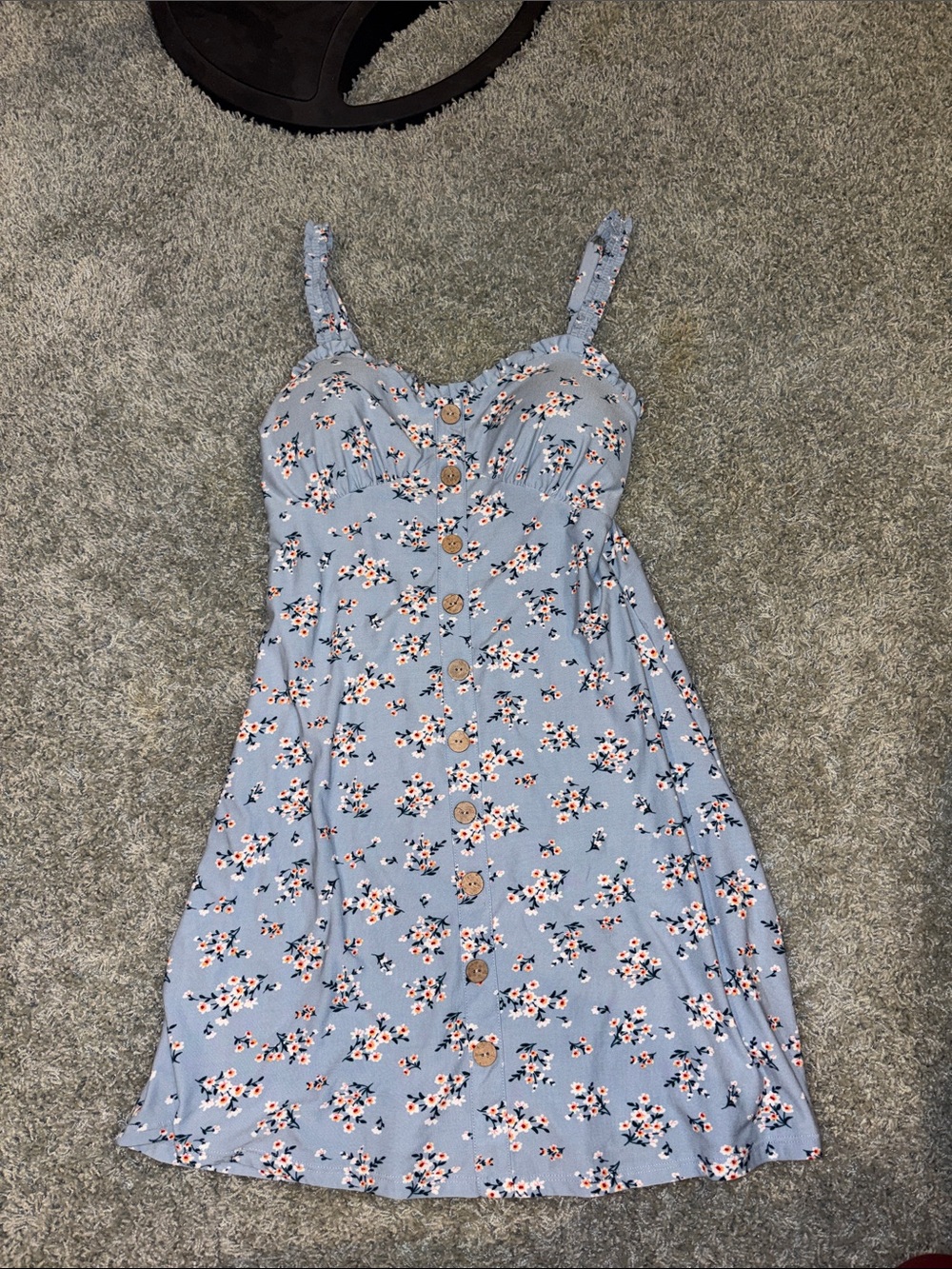 No Boundaries Light Blue Floral Button-Front Mini Dress